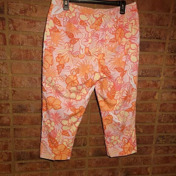 Vintage Lilly Pulitzer Heron There Floral Capri Pants size 12 P - Picture 2 of 3